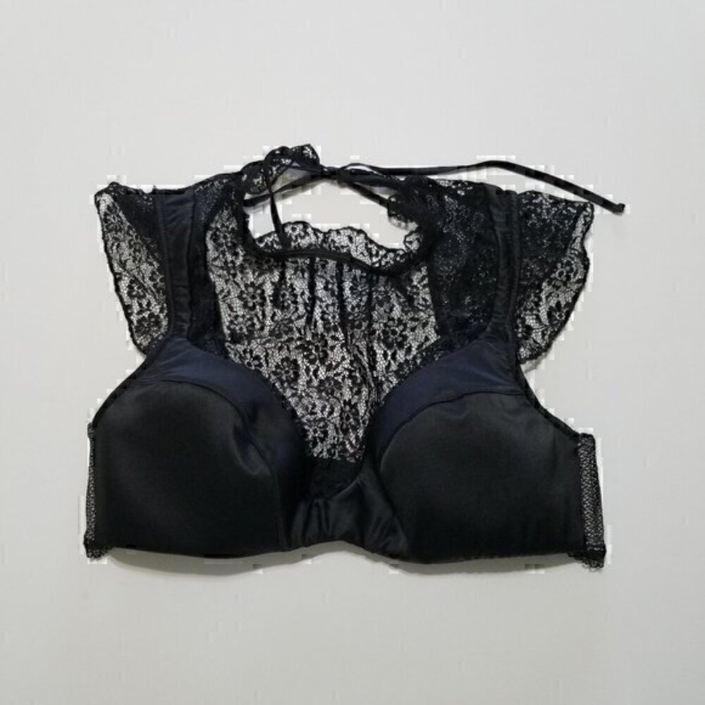 Victoria's Secret Dream Angels Lined Plunge Lace Bra Black Size 32C